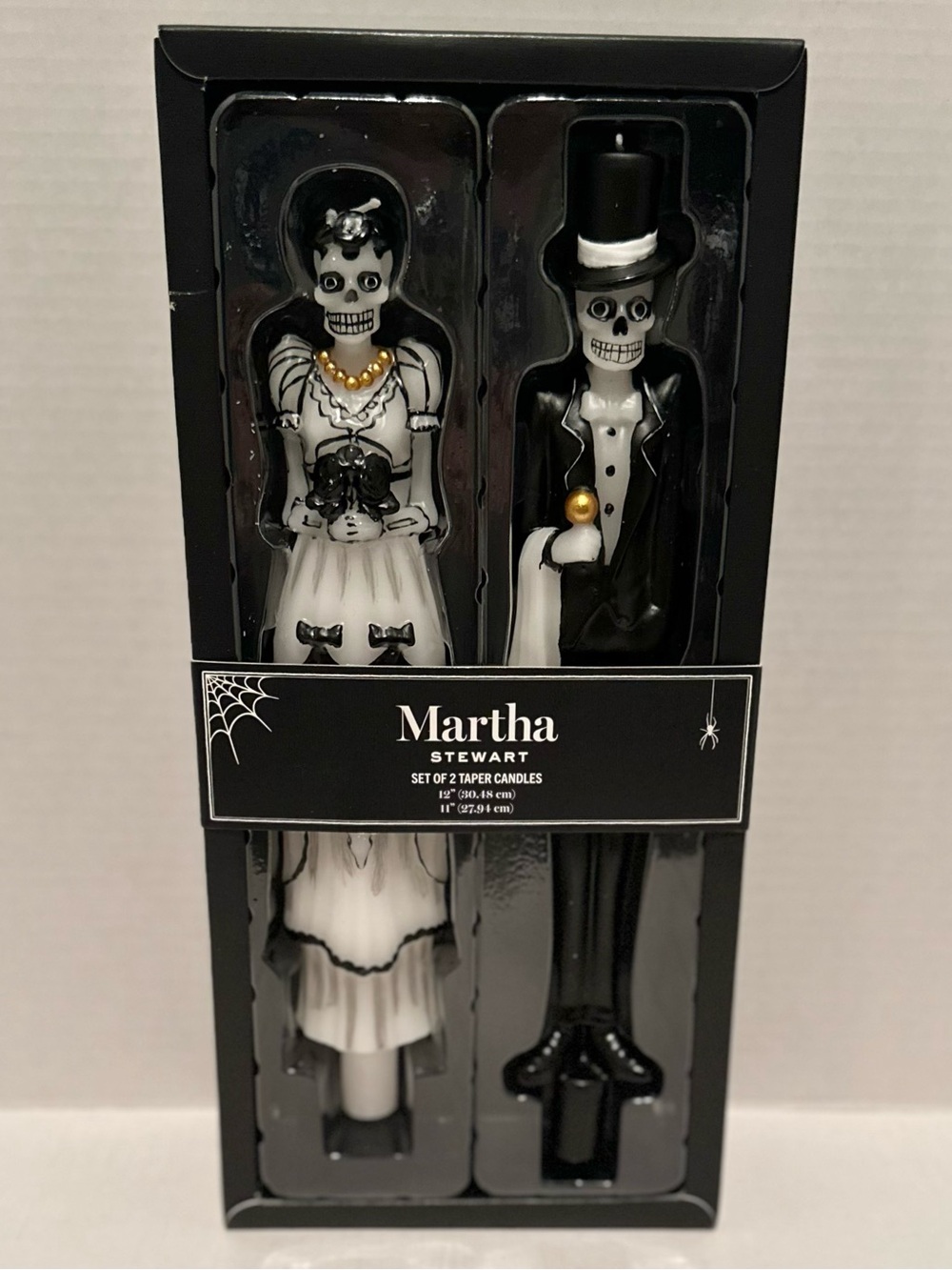 Martha Stewart NWT 2Pk Skeleton Bride & Groom Taper Candles